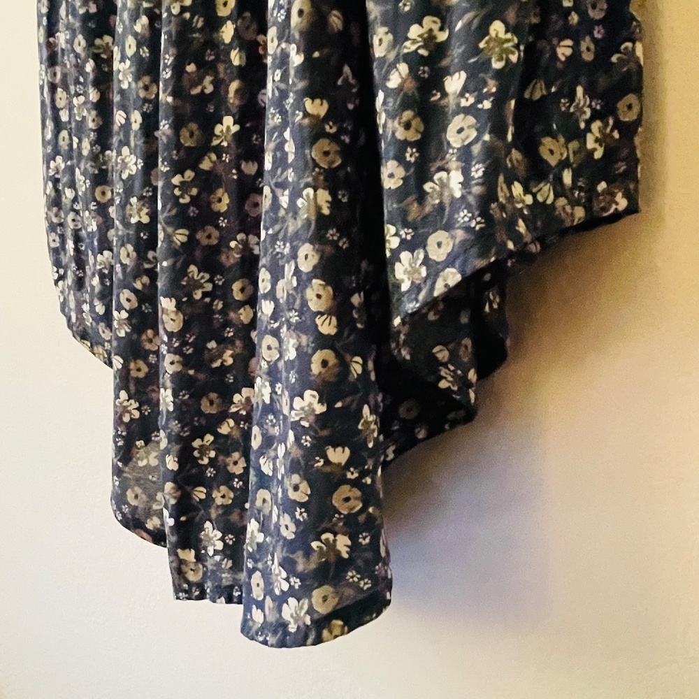Free People XS Navy Slate Blue Floral Print Midi Dress - Picture 8 of 16